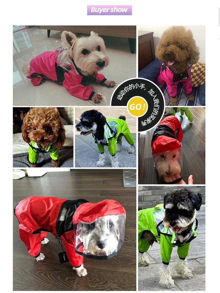 Pet Raincoat The Dog Face Pet Clothes Jumpsuit Waterproof Dog Jacket