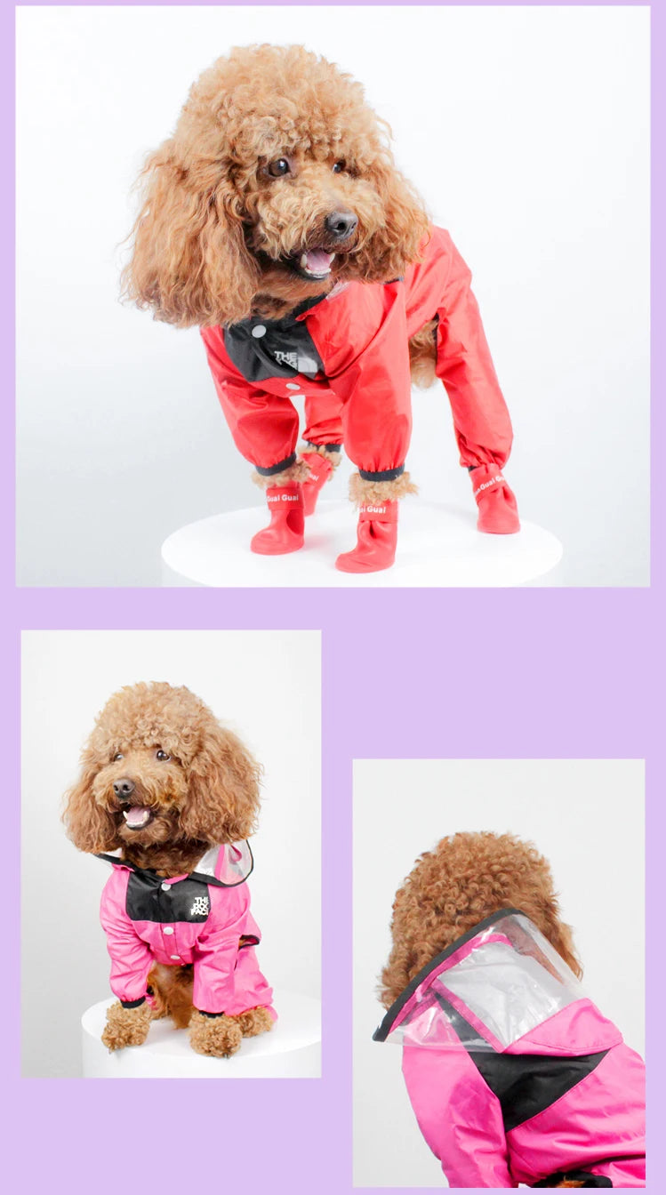 Pet Raincoat The Dog Face Pet Clothes Jumpsuit Waterproof Dog Jacket