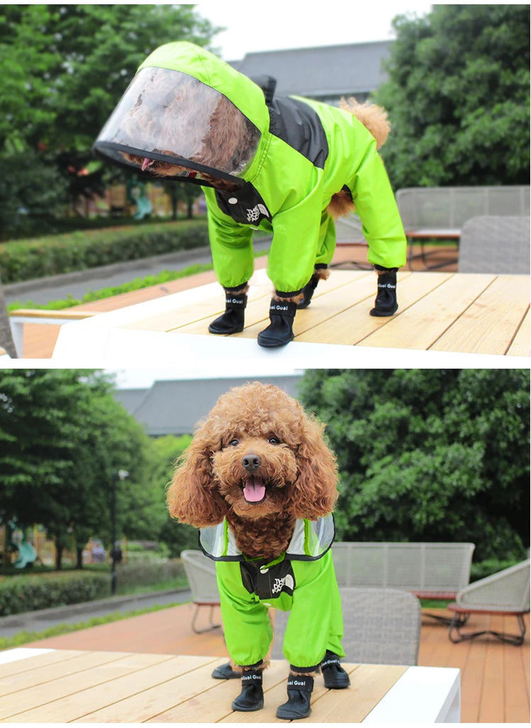 Pet Raincoat The Dog Face Pet Clothes Jumpsuit Waterproof Dog Jacket