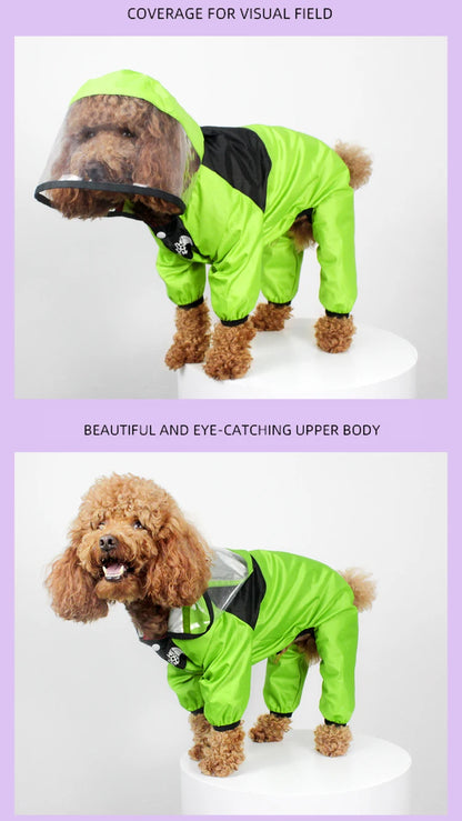 Pet Raincoat The Dog Face Pet Clothes Jumpsuit Waterproof Dog Jacket