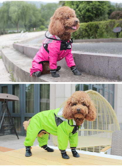 Pet Raincoat The Dog Face Pet Clothes Jumpsuit Waterproof Dog Jacket