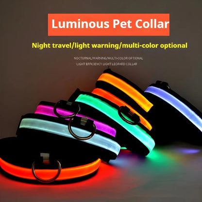 Dog Collar LED Night Safety Flashing Glow In The Dark Pet Dog Leash