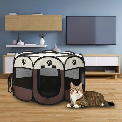 Portable Foldable Pet Tent Kennel Octagonal Fence Puppy Shelter Cat