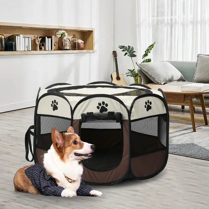 Portable Foldable Pet Tent Kennel Octagonal Fence Puppy Shelter Cat