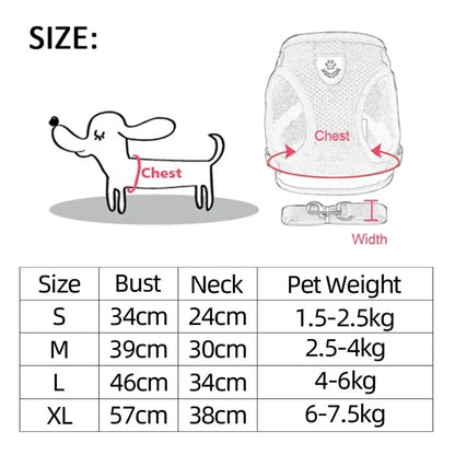 Cat Harness Vest Walking Lead Leash For Puppy Dogs Collar Polyester