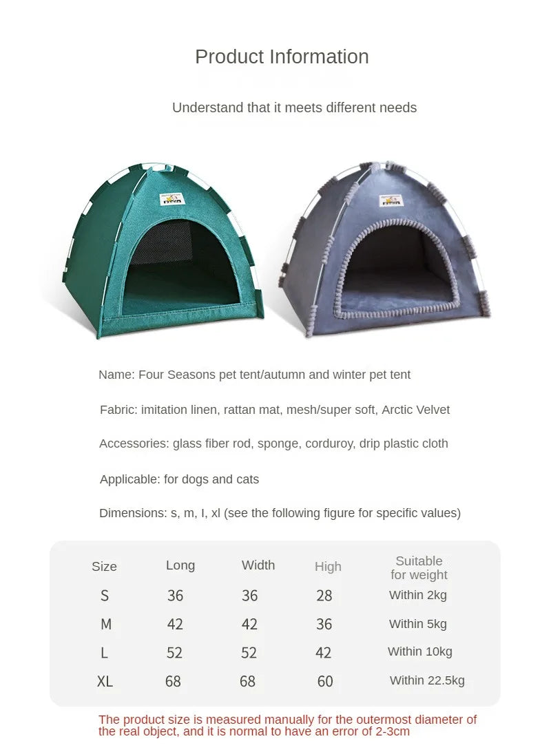 Foldable Cat House Pet Tent Four Seasons Universal Cat and Dog Pet Nest