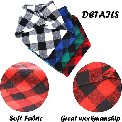 Dog Bandanas Large Pet Scarf Bandana For Dog Cotton Plaid Washable