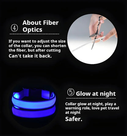 Dog Collar LED Night Safety Flashing Glow In The Dark Pet Dog Leash