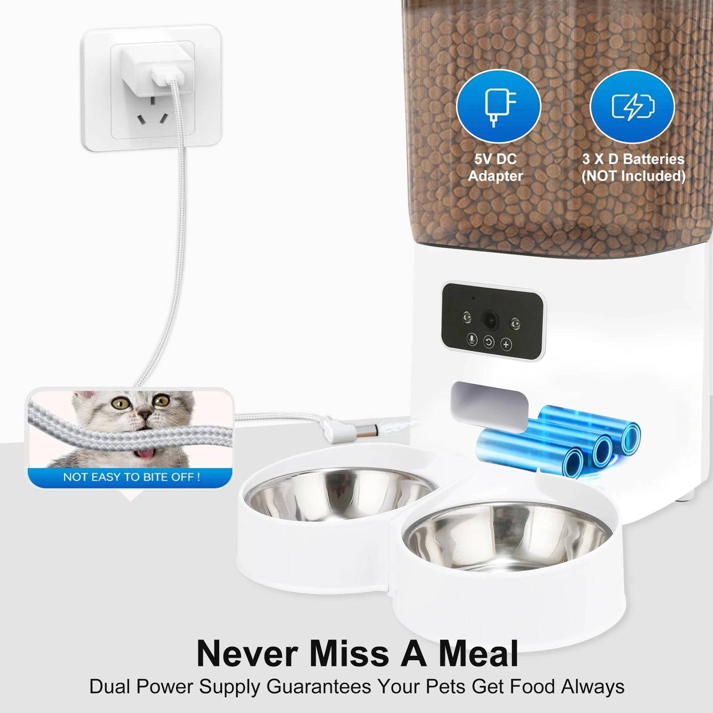 5L Smart WiFi APP Camera Automatic Pet Feeder Cat Food Dispenser