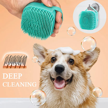 Bathroom Puppy Dog Cat Bath Massage Gloves Brush Soft Safety Silicone