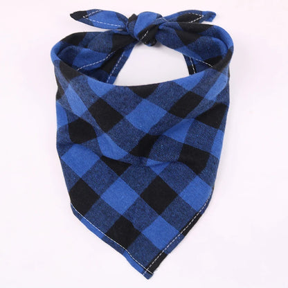 Dog Bandanas Large Pet Scarf Bandana For Dog Cotton Plaid Washable