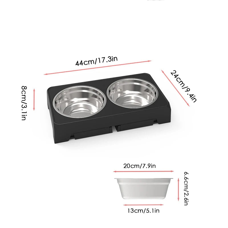 Elevated Dog Feeder Bowls Adjustable Raised Stand  Bowls  Dogs