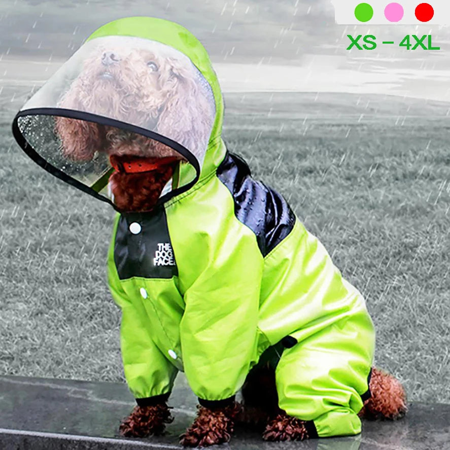 Pet Raincoat The Dog Face Pet Clothes Jumpsuit Waterproof Dog Jacket