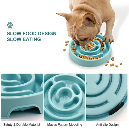 Pet Dog Slow Feeder Bowl Fun Non Slip Anti-Gulping Slower Food Feeding