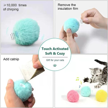 Smart Cat Toys Interactive Ball Plush Electric Catnip Training Toy Kitten