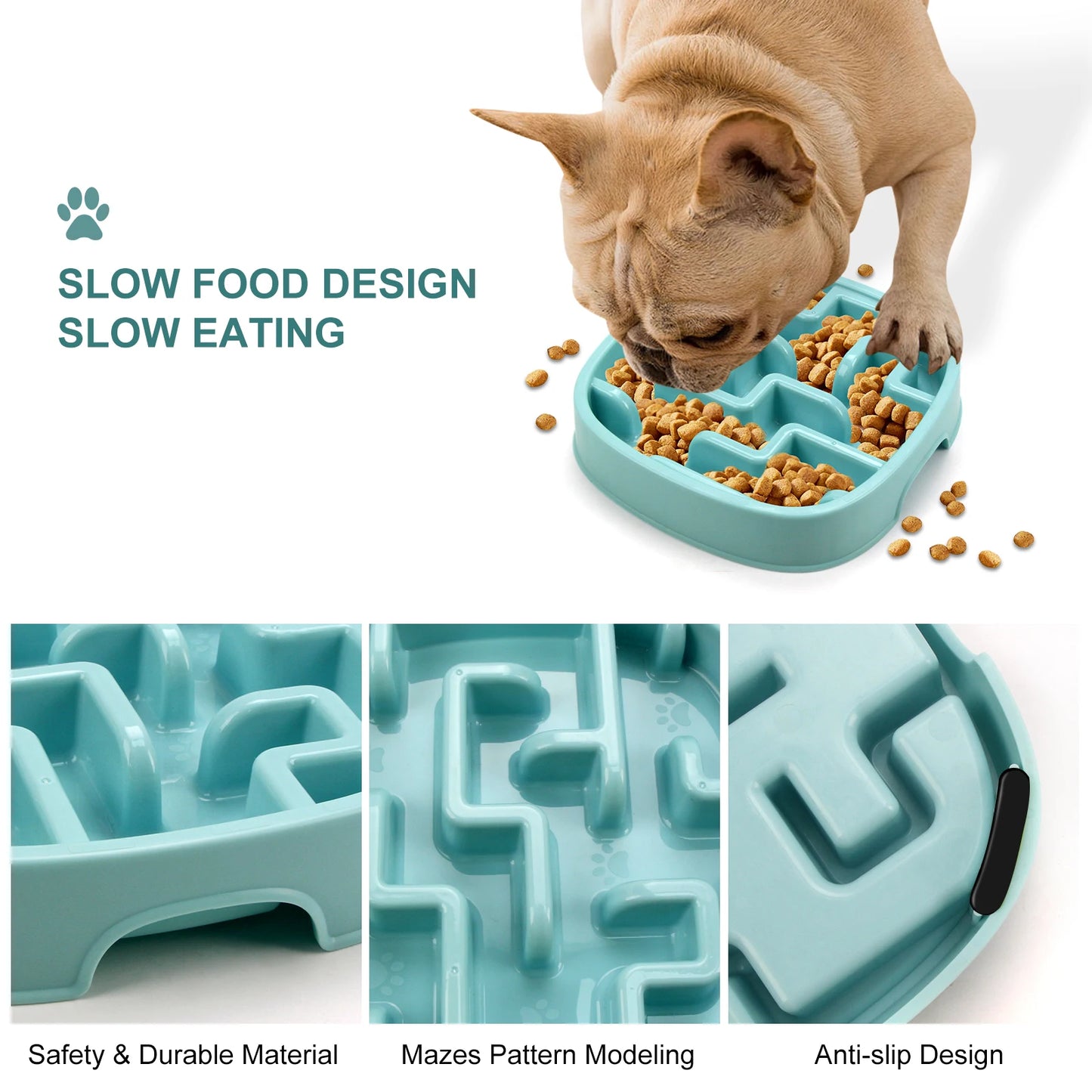 Pet Dog Slow Feeder Bowl Fun Non Slip Anti-Gulping Slower Food Feeding