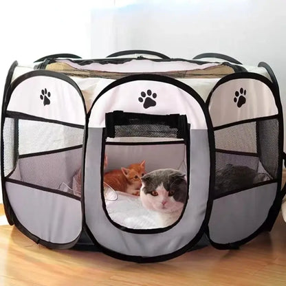 Portable Foldable Pet Tent Kennel Octagonal Fence Puppy Shelter Cat