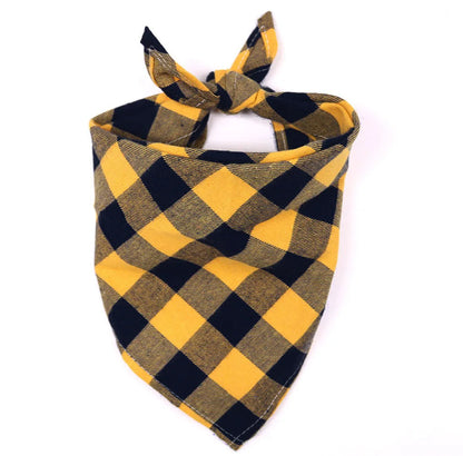 Dog Bandanas Large Pet Scarf Bandana For Dog Cotton Plaid Washable