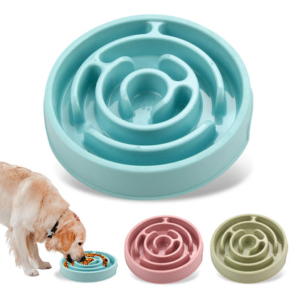 Pet Dog Slow Feeder Bowl Fun Non Slip Anti-Gulping Slower Food Feeding