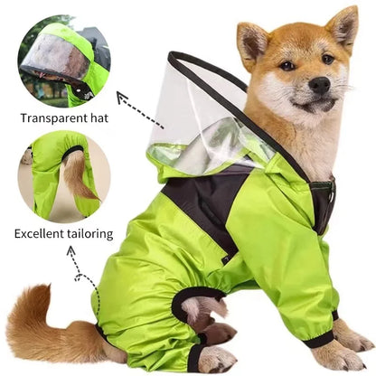 Pet Raincoat The Dog Face Pet Clothes Jumpsuit Waterproof Dog Jacket