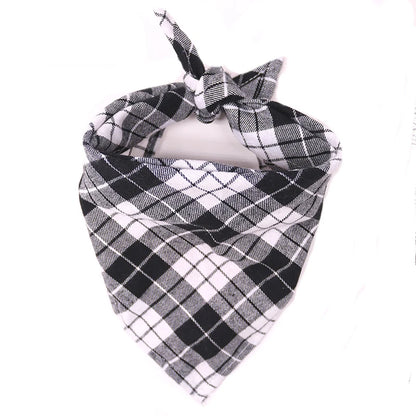 Dog Bandanas Large Pet Scarf Bandana For Dog Cotton Plaid Washable