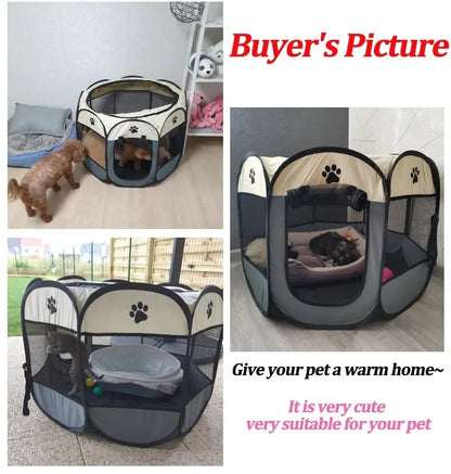 Portable Foldable Pet Tent Kennel Octagonal Fence Puppy Shelter Cat