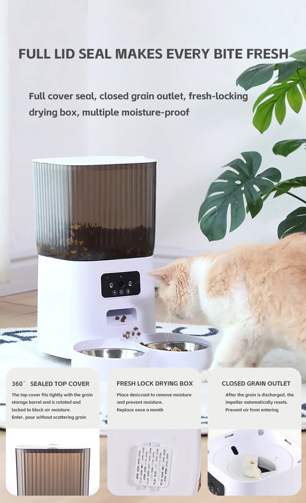 5L Smart WiFi APP Camera Automatic Pet Feeder Cat Food Dispenser