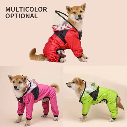 Pet Raincoat The Dog Face Pet Clothes Jumpsuit Waterproof Dog Jacket