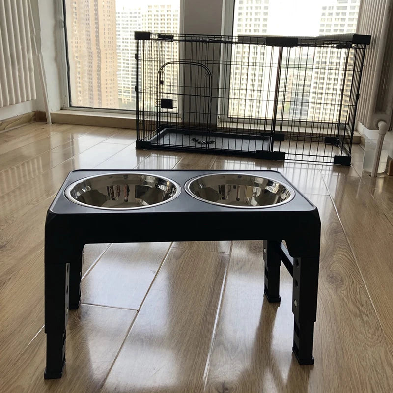 Elevated Dog Feeder Bowls Adjustable Raised Stand  Bowls  Dogs